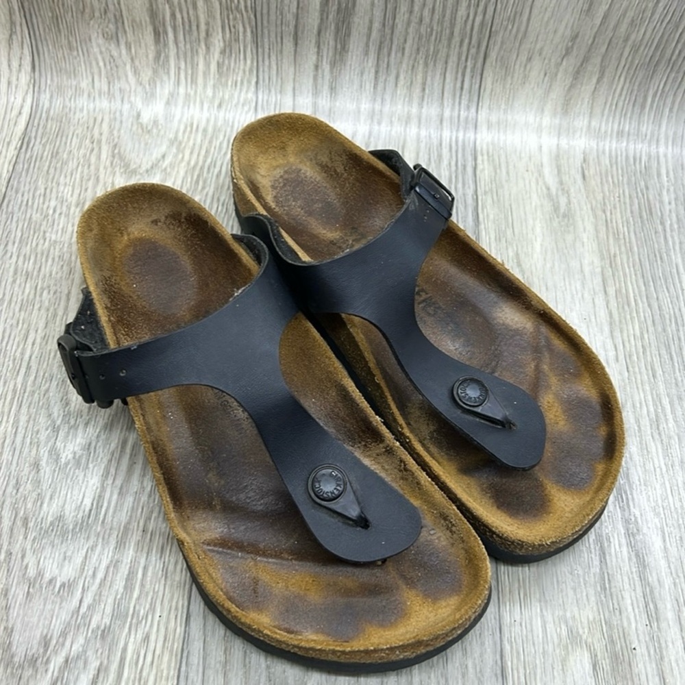Birkenstock Black and Tan Footbed Sandals